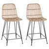 vidaXL Sgabello da bar 2 pz Naturale 44 x 54 x 96 cm Rattan e acciaio