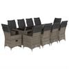 vidaXL Set Bistr&ograve; da Giardino 11 pz con Cuscini in Polyrattan Grigio