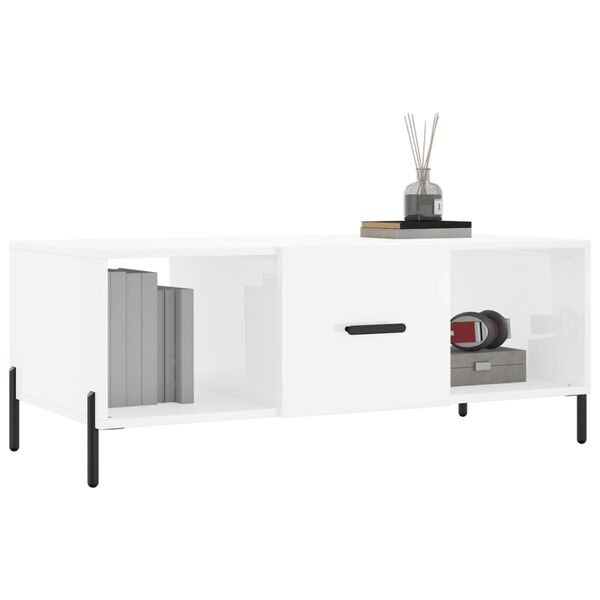 vidaXL Tavolino da Salotto Bianco Lucido 102x50x40cm Legno Multistrato