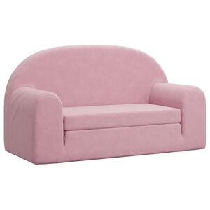 vidaXL Divano Letto per Bambini a 2 Posti Rosa in Morbido Peluche