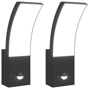 vidaXL Applique con LED e Sensore 2 pz Nere in Alluminio Pressofuso