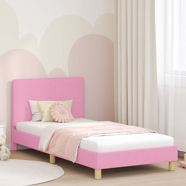 vidaXL Struttura letto bambini con testata Rosa 90 x 200 cm Tessuto