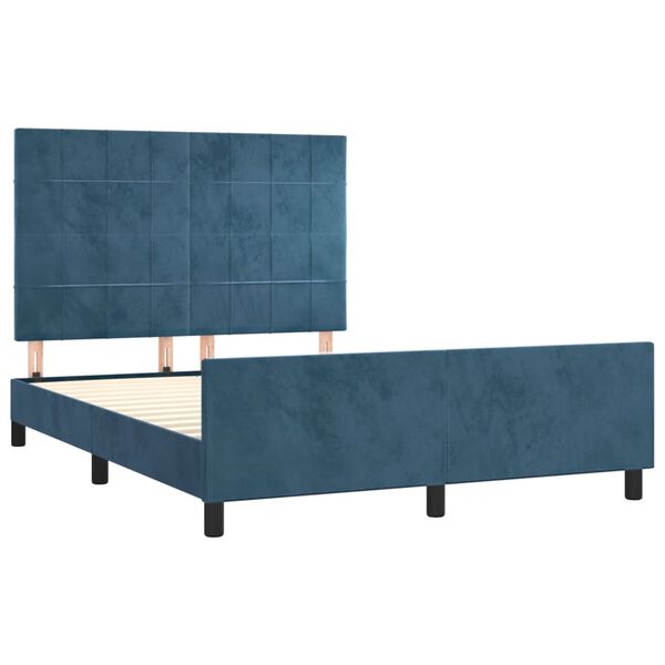 vidaXL Giroletto senza Materasso Blu Scuro 140x200 cm Velluto