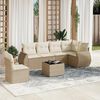 vidaXL Set Divani da Giardino 7 pz con Cuscini Beige in Polyrattan