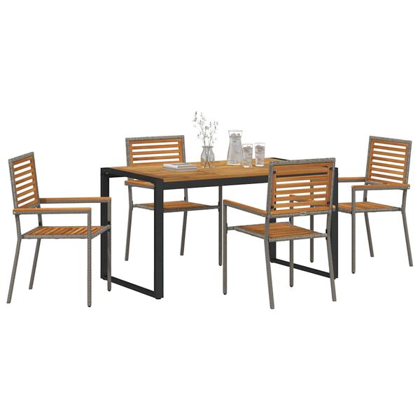 vidaXL Set da Pranzo per Giardino 5 pcs Grigio e Marrone polyrattan
