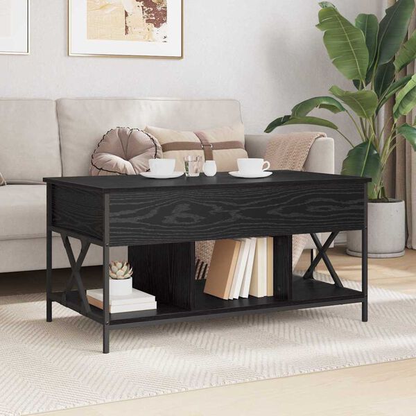 vidaXL Tavolino da salotto Rovere Nero 100 x 55 x 48.5 cm