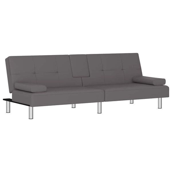 vidaXL Divano Letto con Portabicchieri in Similpelle Grigio