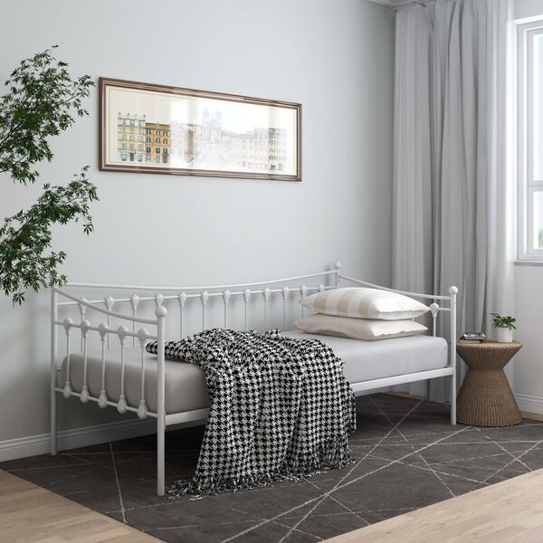 vidaXL Telaio Divano Letto Bianco in Metallo 90x200 cm