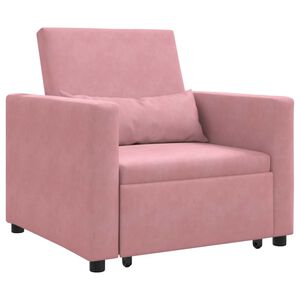 vidaXL Divano letto estraibile singolo con ruote Rosa chiaro Velluto
