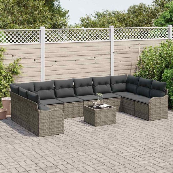 vidaXL Set Divano da Giardino Grigio polyrattan