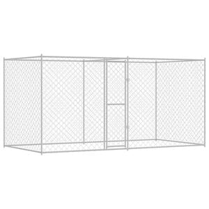 vidaXL Gabbia per cani Argento 400 x 200 x 200 cm Acciaio zincato