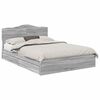 vidaXL Letto con Contenitore con cassetto Grigio Sonoma 160 x 200 cm