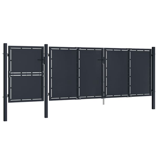 vidaXL Cancello per Giardino in Metallo 4x1,75 m Antracite