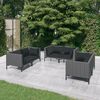 vidaXL Divani da Giardino 6 pz con Cuscini in Polyrattan Grigio Scuro