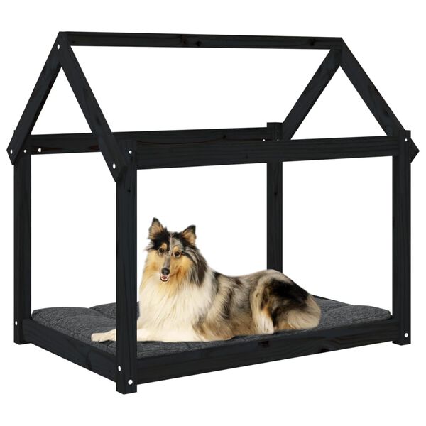 vidaXL Cuccia per Cani Nera 101x70x90 cm in Legno Massello di Pino