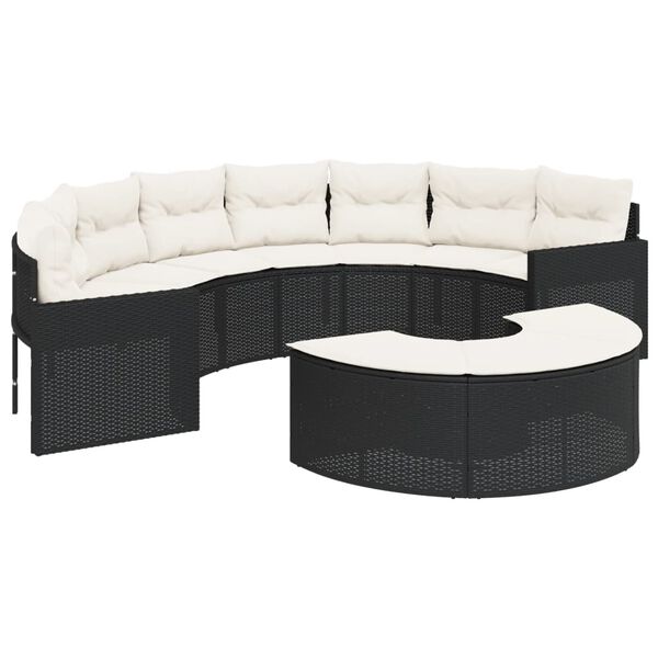 vidaXL Set Divani da Giardino Semicircolare 2 pz in Polyrattan Nero