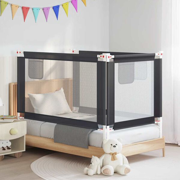 vidaXL Sponda Letto Sicurezza Bambini Grigio Scuro 140x25 cm Tessuto