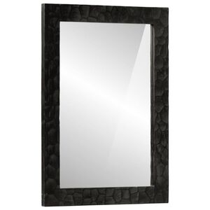 vidaXL Specchio da Bagno Nero 50x70x2,5cm Legno Massello Mango e Vetro