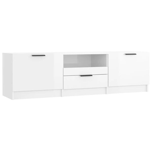 vidaXL Mobile Porta TV Bianco Lucido 140x35x40 cm in Legno Multistrato