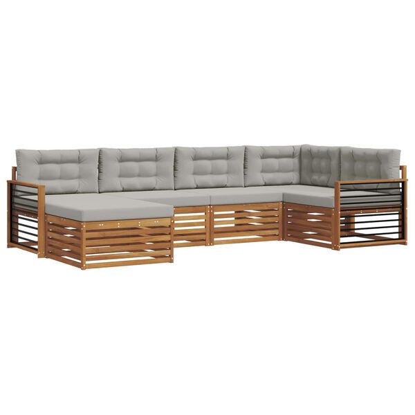 vidaXL Set di divani da esterno 6 pcs Grigio Naturale e Chiaro