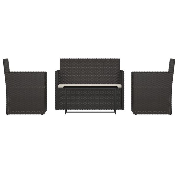 vidaXL Set Salotto da Esterno 4 pz con Cuscini in Polyrattan Nero