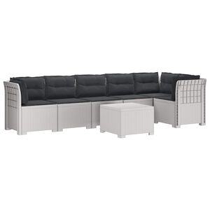 vidaXL Divano da Giardino 6 Posti con Cuscini Aspetto Rattan PP Bianco