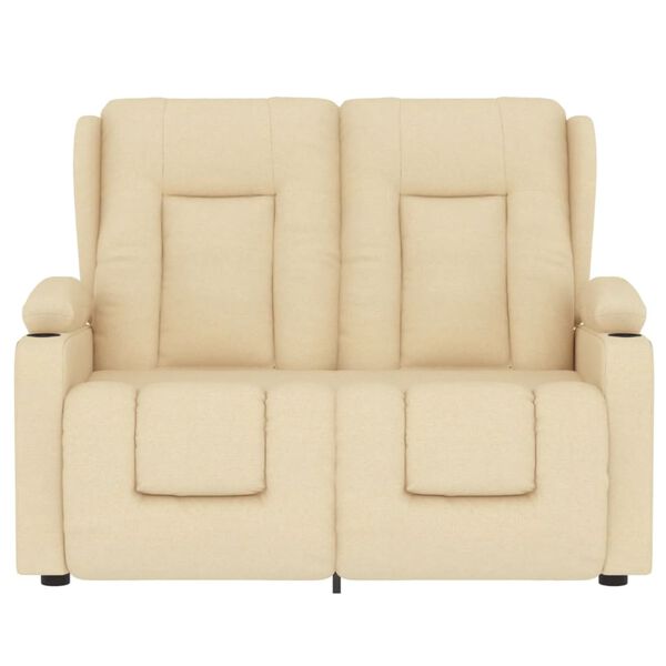 vidaXL Divano Massaggiante 2 Posti con Portabicchieri Crema in Tessuto