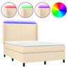 vidaXL Letto a Molle con Materasso e LED Crema 140x200 cm in Tessuto
