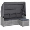 vidaXL Divano Giardino 3 Posti Tetto e Poggiapiedi Grigio Polyrattan