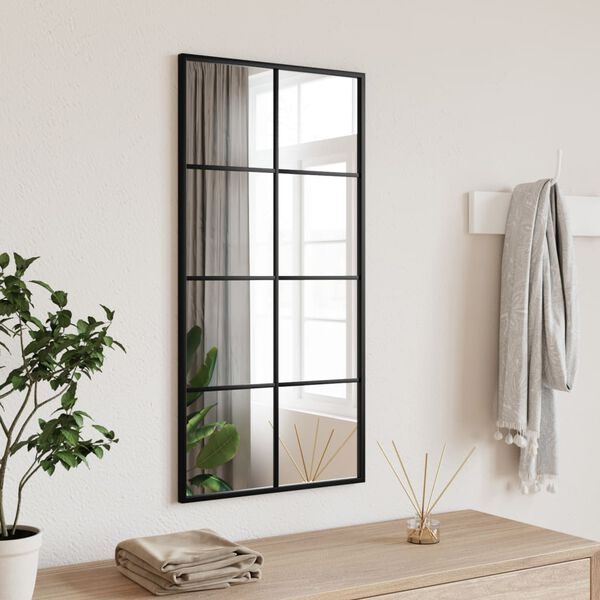 vidaXL Specchio da Parete Nero 40x80 cm Rettangolare in Ferro
