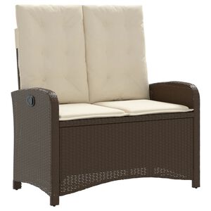 vidaXL Panca Reclinabile da Giardino con Cuscini Marrone in Polyrattan