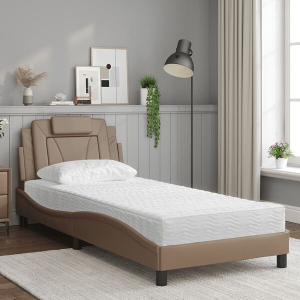 vidaXL Letto Viana con Materasso Cappuccino 90x190 cm Similpelle