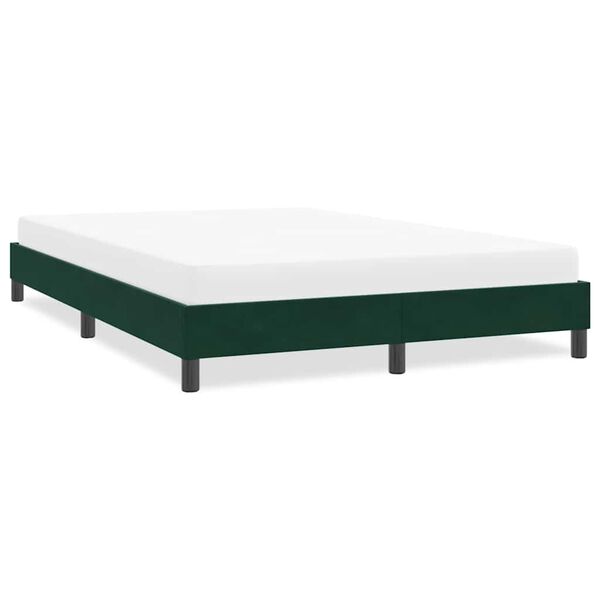 vidaXL Giroletto senza Materasso Verde Scuro 140x220 cm in Velluto