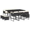 vidaXL Set da Pranzo da Giardino 11 pz con Cuscini in Polyrattan Nero
