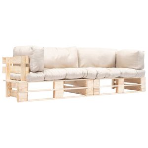 vidaXL Set Divani Giardino Pallet 2pz con Cuscini Sabbia Legno di Pino