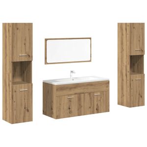 vidaXL Set Mobili da Bagno 4 pz Rovere Artigianale Legno Multistrato