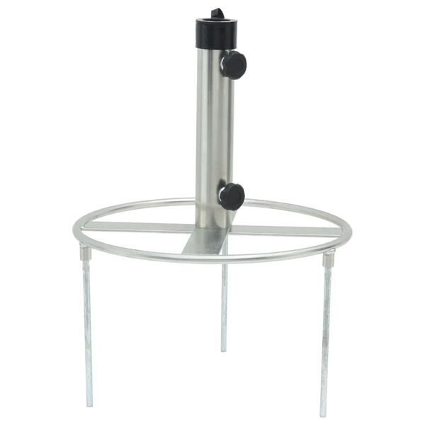 vidaXL Base per Ombrellone con Picchetti per &Oslash;38/48 Argento in Acciaio