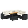 vidaXL Set Divani da Giardino con Cuscini 7pz Nero Polyrattan