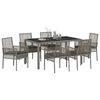 vidaXL Set da Pranzo per Giardino 7 pcs Grigio polyrattan