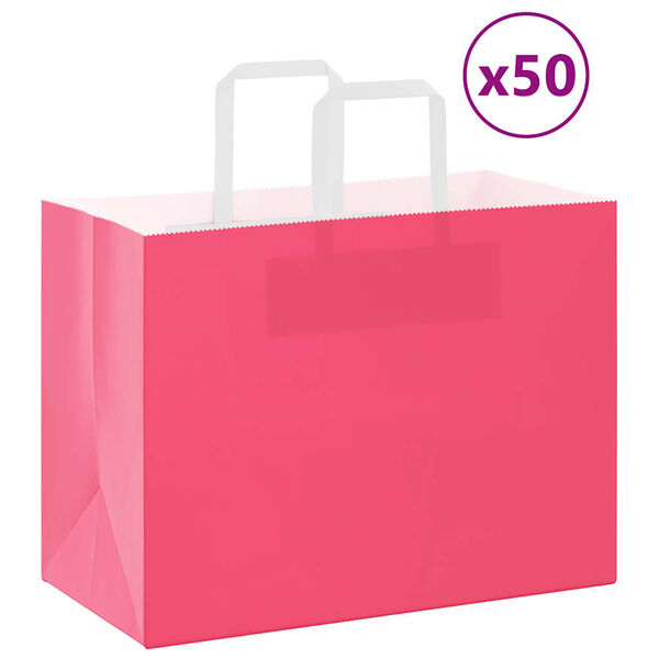 vidaXL Sacchetti di Carta 50 pz con Manici Rosa 32x17x25 cm