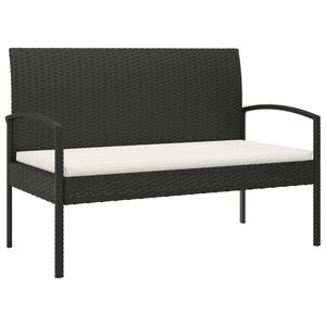 vidaXL Panca da Giardino con Cuscino Nera 105 cm in Polyrattan