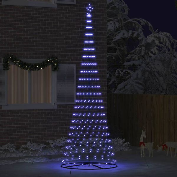 vidaXL Albero di Natale LED con 455 LED Blu 184.5 cm Metallo