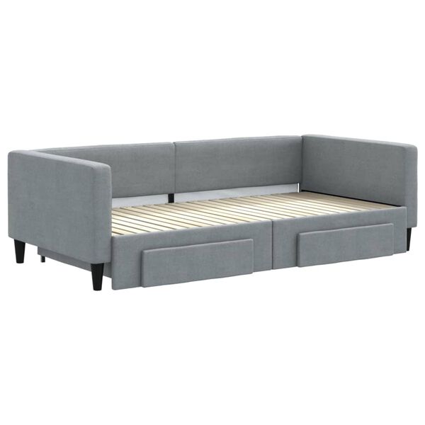 vidaXL Divano Letto Estraibile Cassetti Grigio Chiaro 100x200 Tessuto