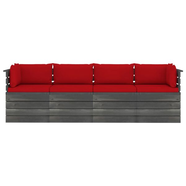 vidaXL Divano da Giardino 4 Posti su Pallet con Cuscini Massello Pino