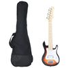 vidaXL Chitarra Elettrica Bambini con Custodia Marrone Bianca 3/4 30"