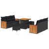 vidaXL Set Divano da Giardino 11 pz 8-Numero di posti Nero polyrattan
