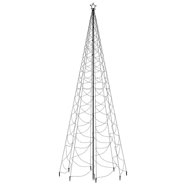 vidaXL Albero di Natale con Palo in Metallo 500 LED Bianco Freddo 5 m