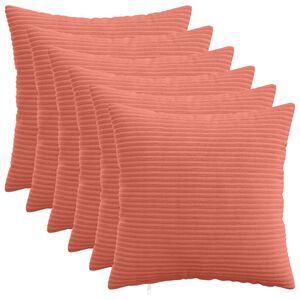 vidaXL Federa 6 pcs HEERLEN Rosso Arancio 30 x 30 cm corduroy