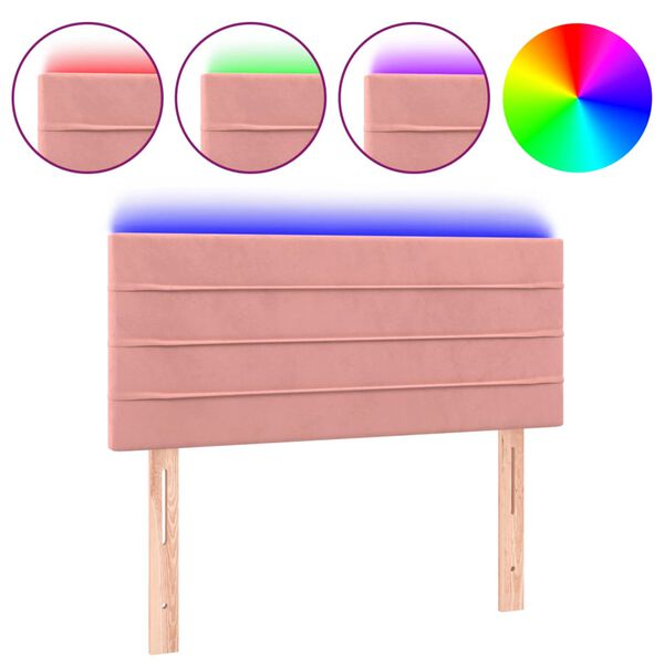 vidaXL Testiera a LED Rosa 80x5x78/88 cm in Velluto