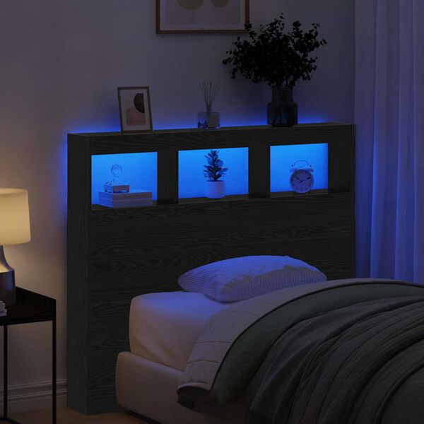 vidaXL Testiera Rovere Nero 120 x 17 x 102 cm Legno multistrato